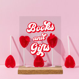 Señal Acrílica Libros y regalos de San Valentín Baby Shower