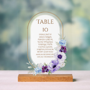 Señal Acrílica Lilac Floral Gold Oval Acrylic Seating Number