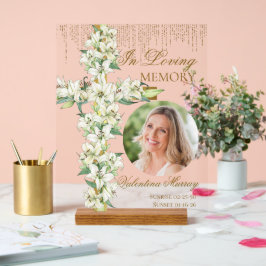 Señal Acrílica Lily Cross Celebration of Life Memorial Funeral