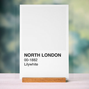 Señal Acrílica Lilywhite - fondo blanco del norte de Londres