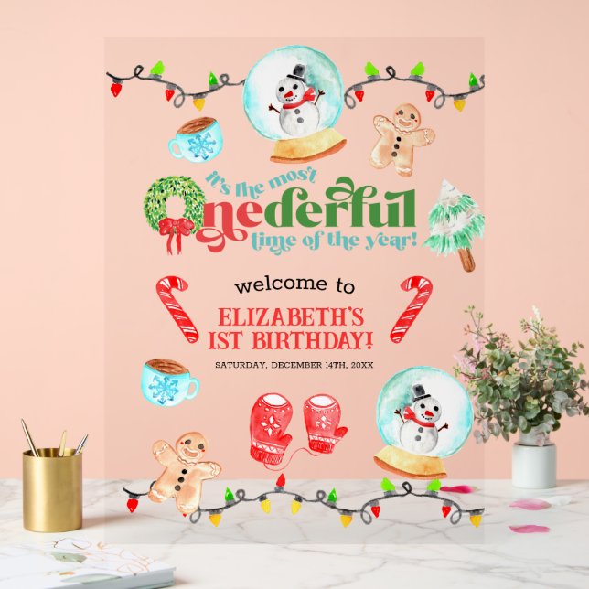 Señal Acrílica Lindo Navidad Más MARAVILLOSO Primer Cumpleaños (Boda)