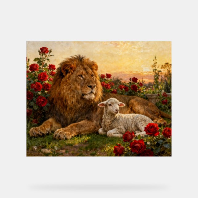 Señal Acrílica Lion & Lamb in the Roses (Anverso)