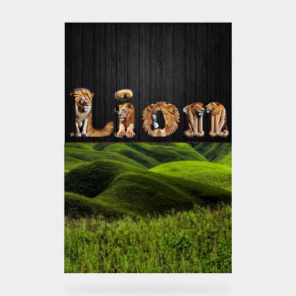 Señal Acrílica "LION Typography Art - Majestic Jungle King Poster