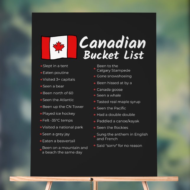 Señal Acrílica Lista de Bucket de Canadá (Neutral )