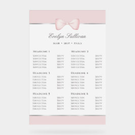 Señal Acrílica Lista de precios de arco rosado de Coquette