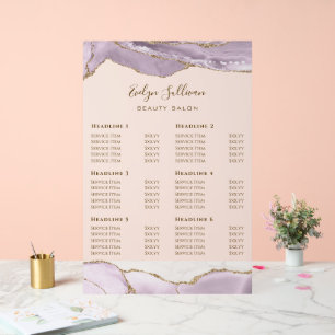 Señal Acrílica Lista de precios de Dusty Lilac Agate