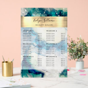 Señal Acrílica Lista de precios de Relieve metalizado dorado de c