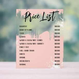 Señal Acrílica Lista de precios de venta de Moda de pintura blanc