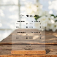 Lista de precios Logotipo comercial Rótulo acrílic