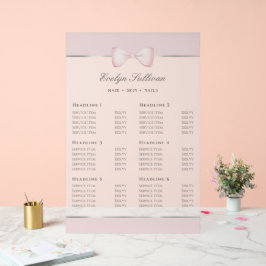 Señal Acrílica Lista de precios translúcidos de Coquette Pink Bow