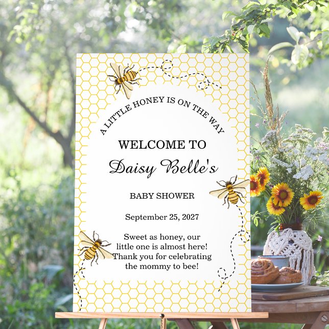 Señal Acrílica Little Honey Bee On The Way Yellow Baby Shower (Subido por el creador)
