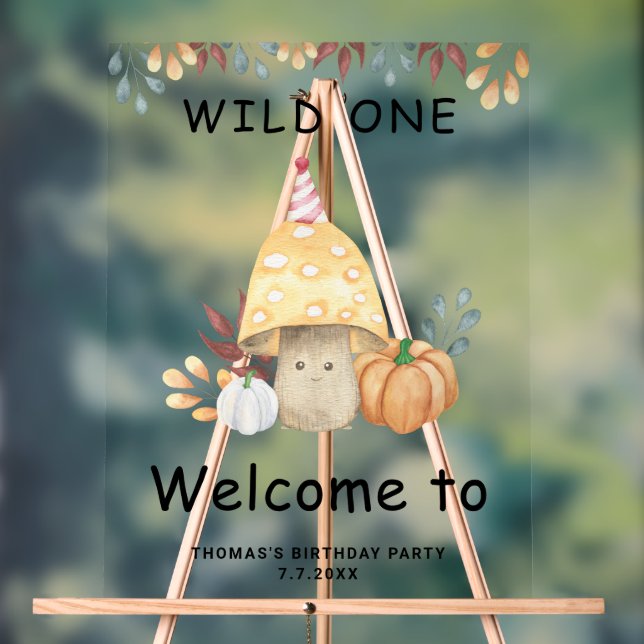 Señal Acrílica Little Mushroom primera fiesta de cumpleaños (Neutral )