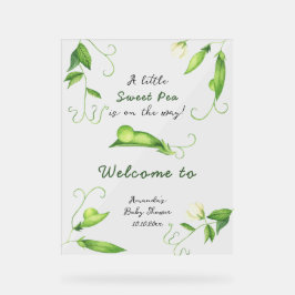 Señal Acrílica Little Sweet Pea Welcome Baby Shower