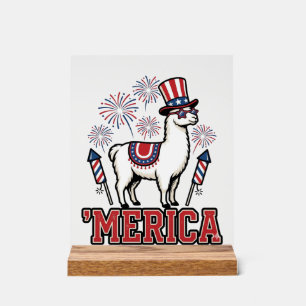 Señal Acrílica Llama Patriótico Merica Diseño Vector Vintage_1