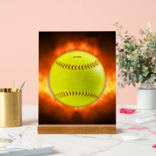 Señal Acrílica Llamas de baloncesto de softball amarillo de Slipp