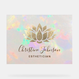 Señal Acrílica logo de faux foil lotus sobre fondo opal