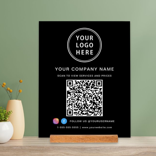 Señal Acrílica Logotipo comercial Código QR Medios sociales Negro (Subido por el creador)