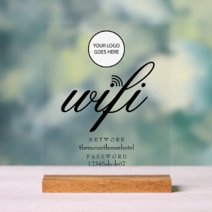 Señal Acrílica Logotipo de red y contraseña Wifi
