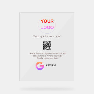 Señal Acrílica logotipo de reseña comercial de Google Scan QR rev