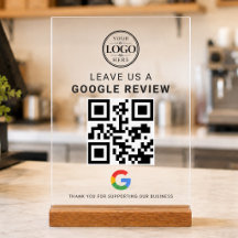 Logotipo de reseña de Google en exhibidor de acríl