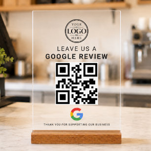 Señal Acrílica Logotipo de reseña de Google en exhibidor de acríl