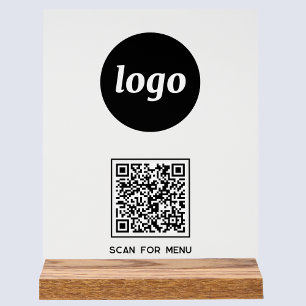Señal Acrílica Logotipo simple Código QR Exploración para negocio