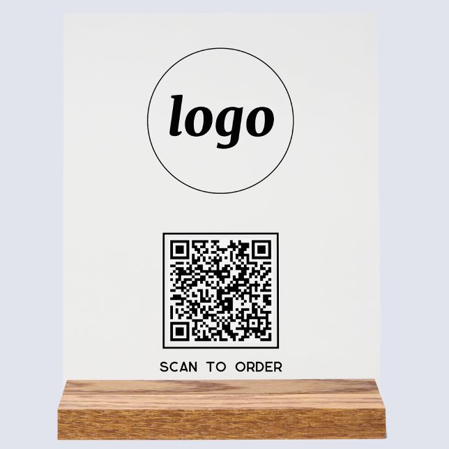 Señal Acrílica Logotipo simple Código QR Exploración para solicit (Logo QR code Scan to Order acrylic sign for cafe bar restaurant shop store market show stall busines)