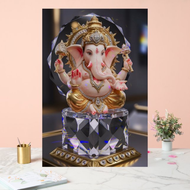Señal Acrílica Lord Shree Ganesha Crystal & Diamond Escultura (Boda)