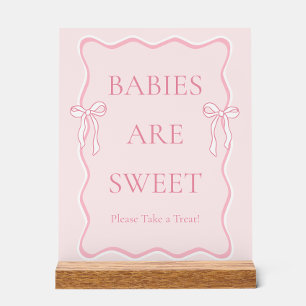 Señal Acrílica Los bebes rosados de Baby Shower son un dulce favo
