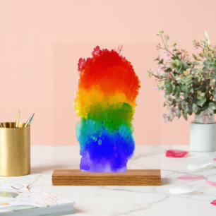 Señal Acrílica Los colores del arcoiris resbaladizo del orgullo d