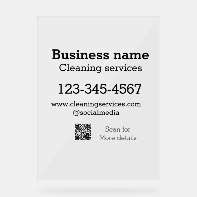 Señal Acrílica Los servicios de limpieza añaden número de direcci (Anverso)