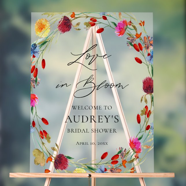 Señal Acrílica Love in Bloom Wildflower Bridal Shower Welcome (Neutral )