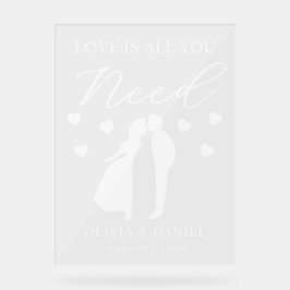 Señal Acrílica Love is All You Need Custom Wedding