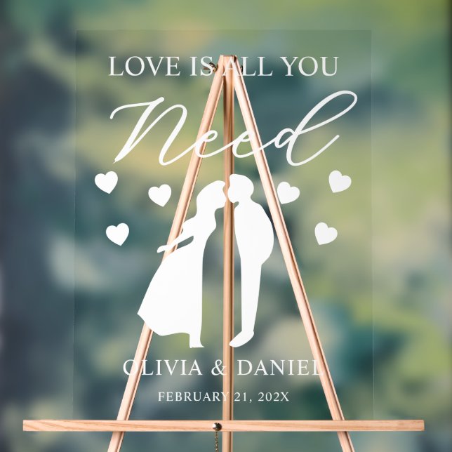 Señal Acrílica Love is All You Need Custom Wedding (Neutral )