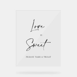 Señal Acrílica Love Is Sweet Wedding Dessert Bar Sign Minimalist 