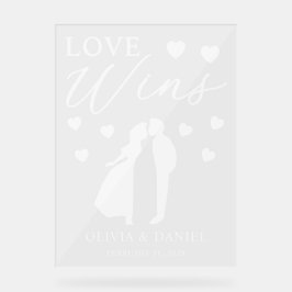 Señal Acrílica Love Wins Personalized Wedding
