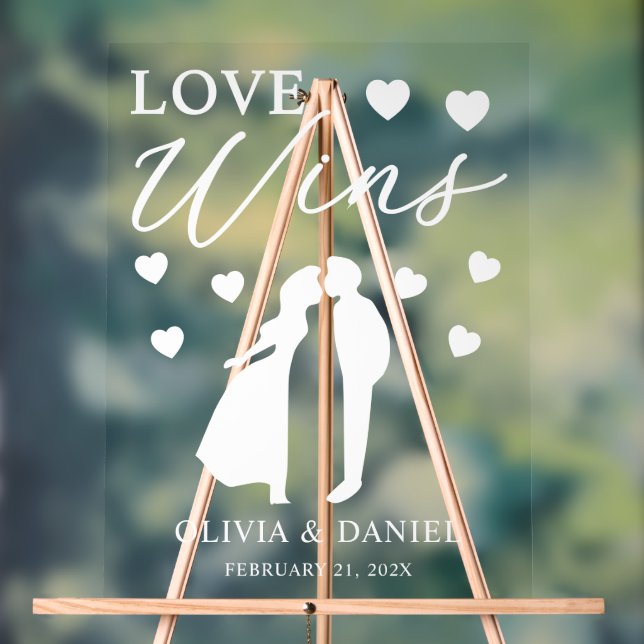 Señal Acrílica Love Wins Personalized Wedding (Neutral )