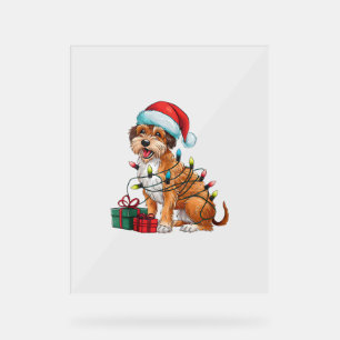 Señal Acrílica Luces navideñas alumbran a perro de griffon