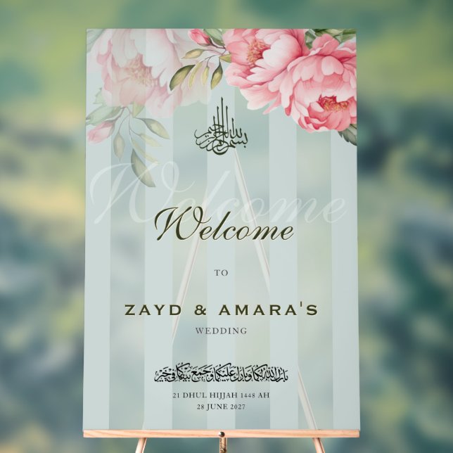 Señal Acrílica Luxury Floral Wedding Welcome Acrylic Sign (Neutral )