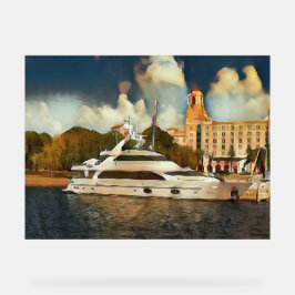 Señal Acrílica Luxury Yacht Wall Art Coastal Harbor Scene