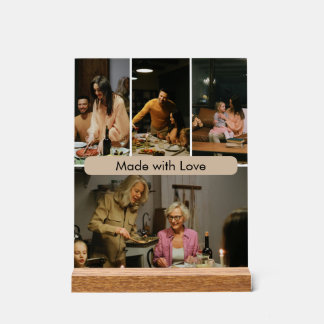 Señal Acrílica Made with Love Custom Family Photo Acrylic Sign