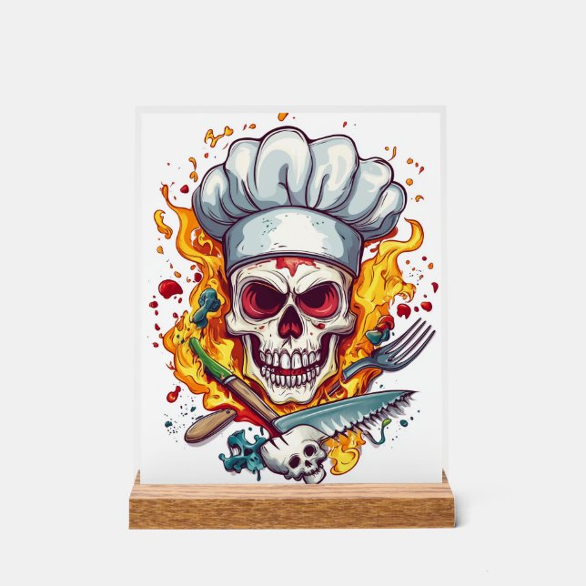 Señal Acrílica Maestro de Cocina Chef Calavera (Anverso)