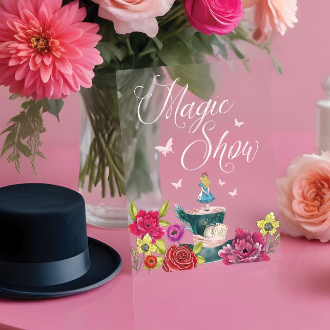Señal Acrílica Magic Show Alice In Wonderland Vibrant Florant (Magic Show Alice In Wonderland Vibrant Florals Acrylic Sign)