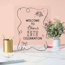 Señal Acrílica Magnífica coctelería de crema dibujada a mano