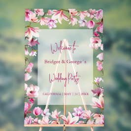 Señal Acrílica Magnolia floral de color Boda escarcha Bienvenida
