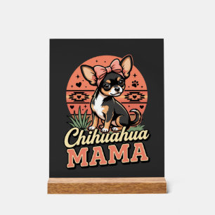 Señal Acrílica Mamá Chihuahua Adorable con Lazo Mamá Perro