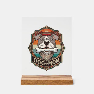 Señal Acrílica Mamá Perro Hueso Bandana Marco Vintage_1