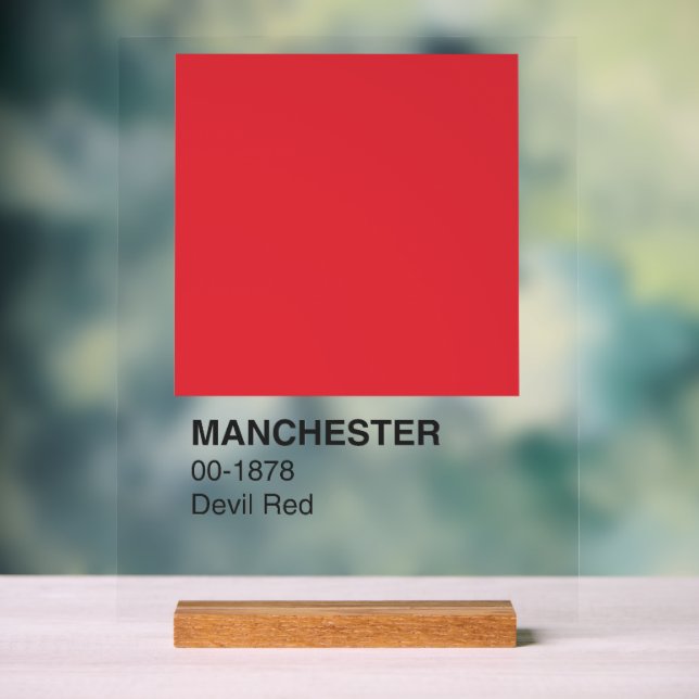 Señal Acrílica Manchester Devil Red - Fondo claro (Neutral )