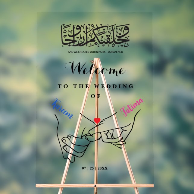 Señal Acrílica Manos de mano Nikah Signo de bienvenida acrílico (Neutral )