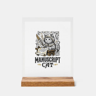 Señal Acrílica Manuscrito Gato Gato Manuscrito Medieval Vintage V